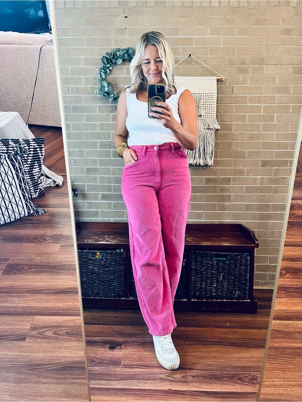 BDG Hot Pink Corduroy Wide-Leg Jeans
